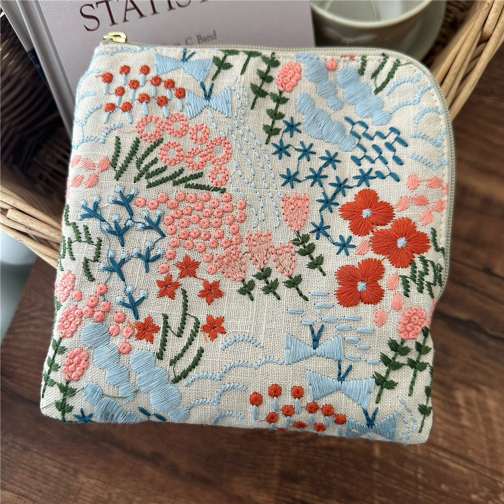 Floral Cotton Pouch YKK Zipper Multipurpose N6F154