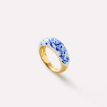 Load image into Gallery viewer, Bluewhite Ceramic Wave Ring Porcelain Motif S5P240
