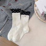 Load image into Gallery viewer, Color Block Ruffle Trim Socks Polka Dot Button Accent M5A022