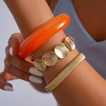 Load image into Gallery viewer, Resin Ombré Pleated Geometric Bangle Set 3-Piece N6H078