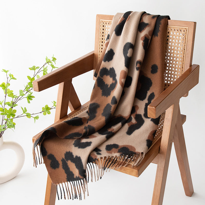 Oversized Animal Print Faux Cashmere Wrap  M5A188