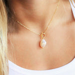 Load image into Gallery viewer, Baroque Freshwater Pearl Cross Chain Necklace N6H169