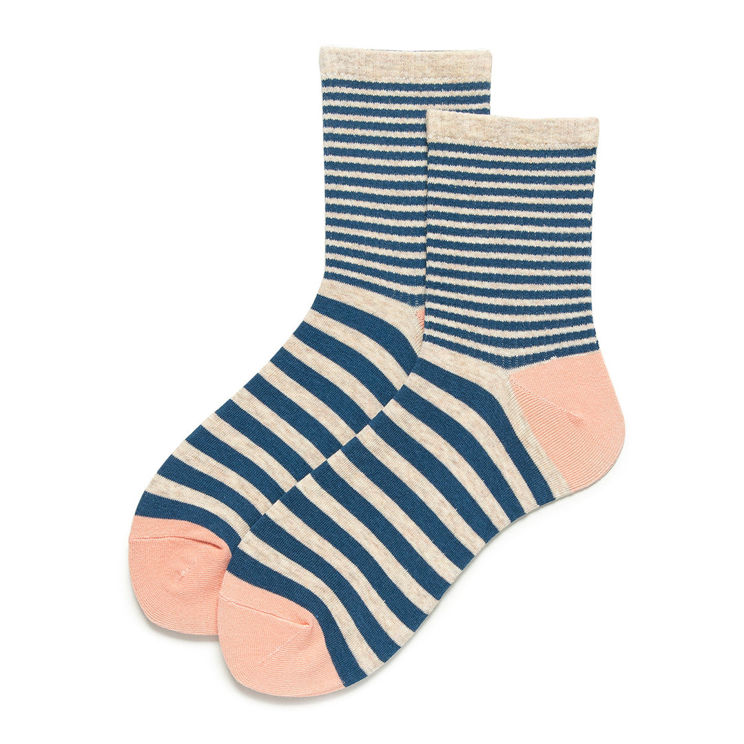Color Block Stripe Athletic Mid-Calf Socks Women N6C166
