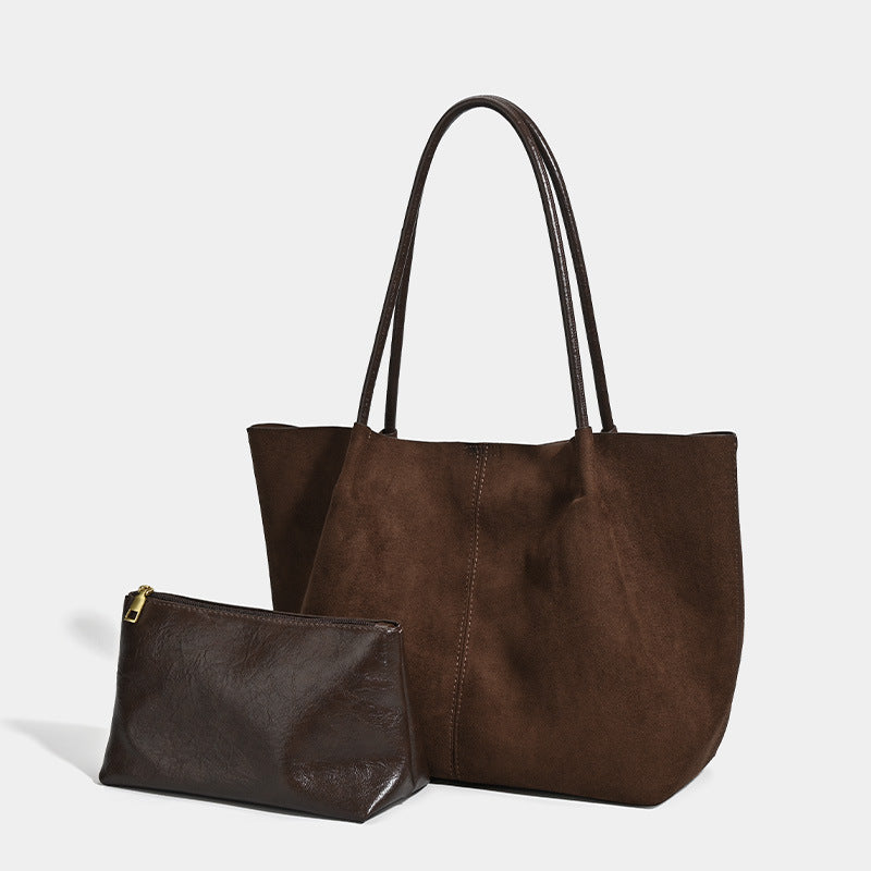 Women's Suede Tote Shoulder Handbag N6J163