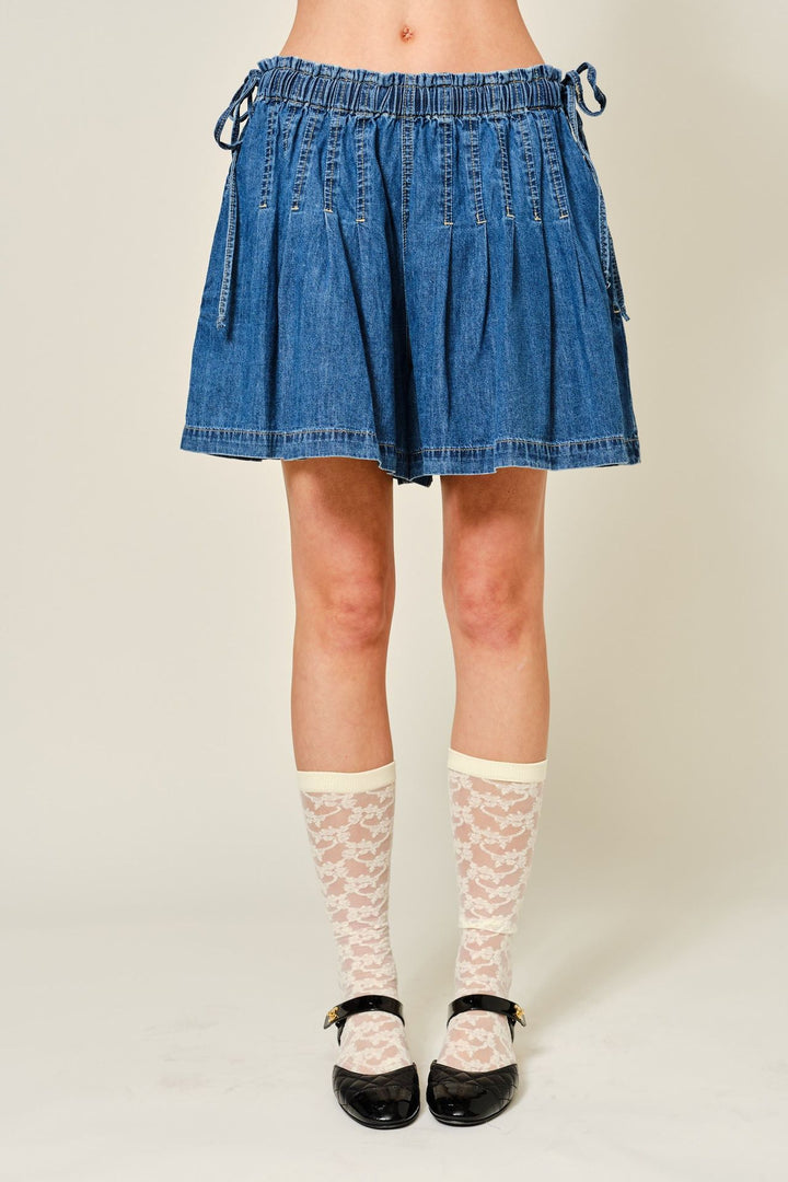 Vintage Distressed High Waist Denim A-Line Shorts N6C316