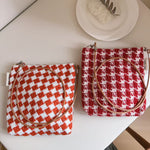 Load image into Gallery viewer, Black Red Chanel-inspired Tweed Crossbody Bag S5P709