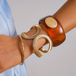 Load image into Gallery viewer, Resin Ombré Pleated Geometric Bangle Set 3-Piece N6H078