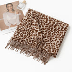 Load image into Gallery viewer, Fringed Animal Print Faux Cashmere Wrap  M5A182