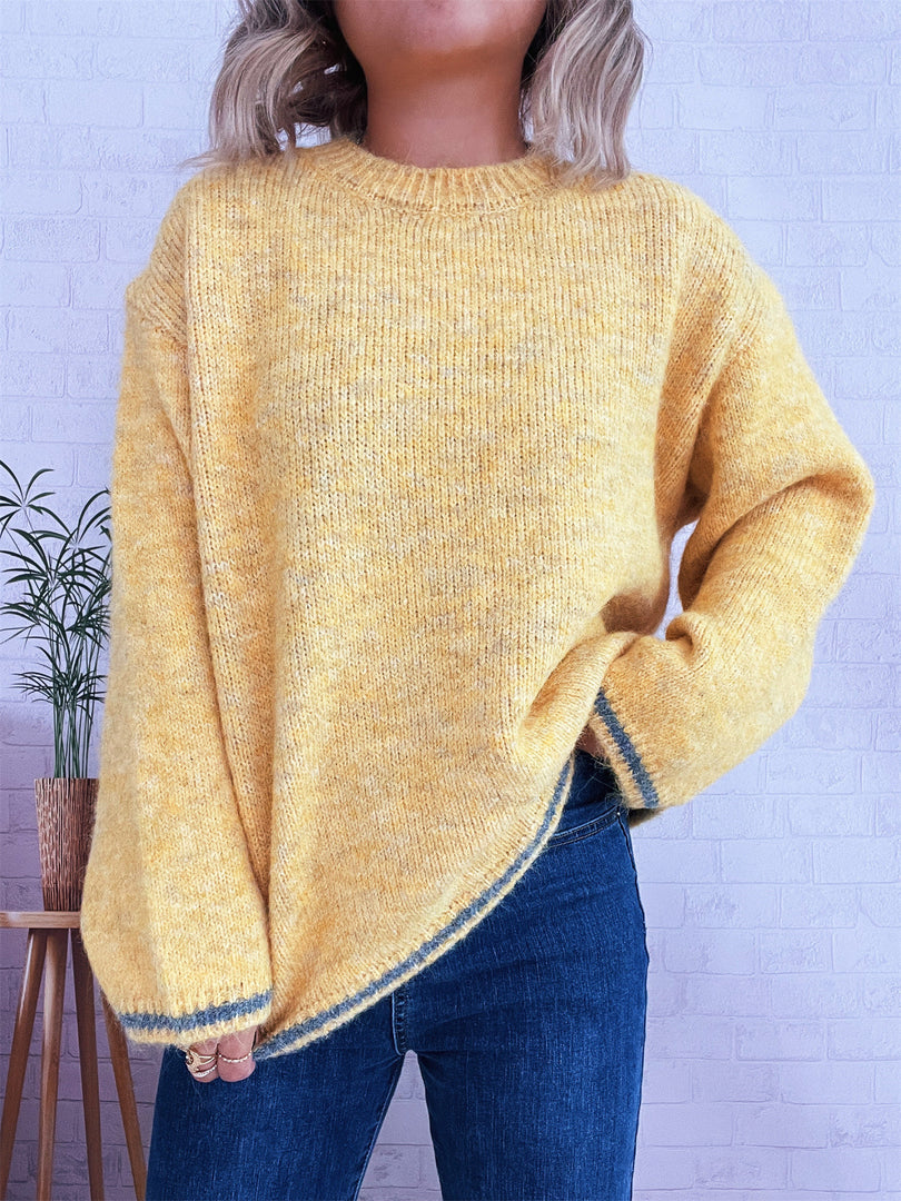 ContrastTrim Round Sweater Mid Heavy Options N5A210