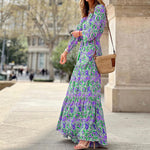 Load image into Gallery viewer, Bohemian Maxi Dress V Neck Long Sleeve N5Z124
