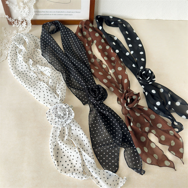 Rose Dot Chiffon Scarf Belt Neck Wrap N6D005