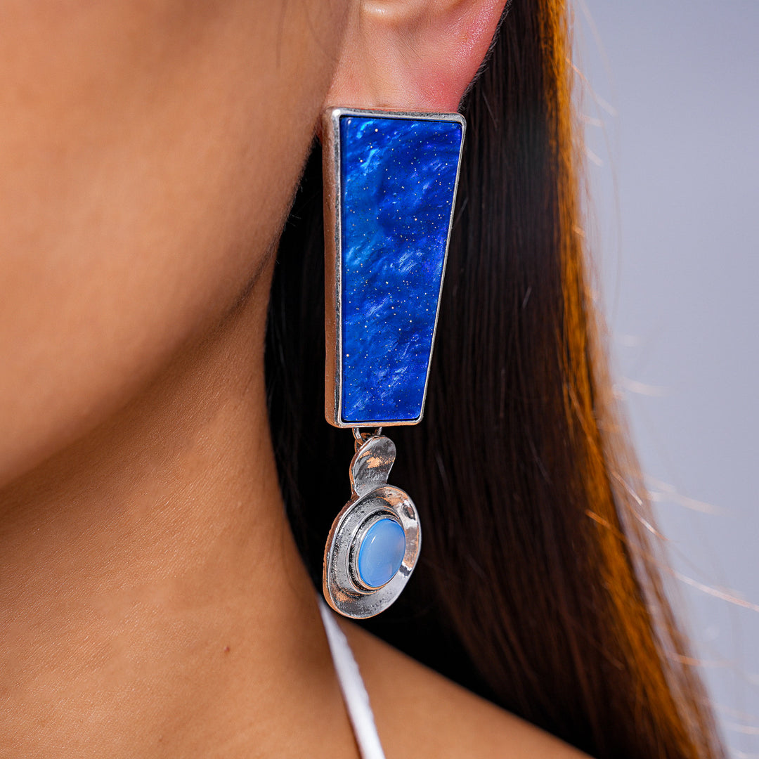 Oversized Resin Ombré Geometric Steel Stud Earrings N6H097