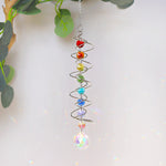 Load image into Gallery viewer, White Crystal Spiral Rotating Sun Catcher Wind Chime N6F294