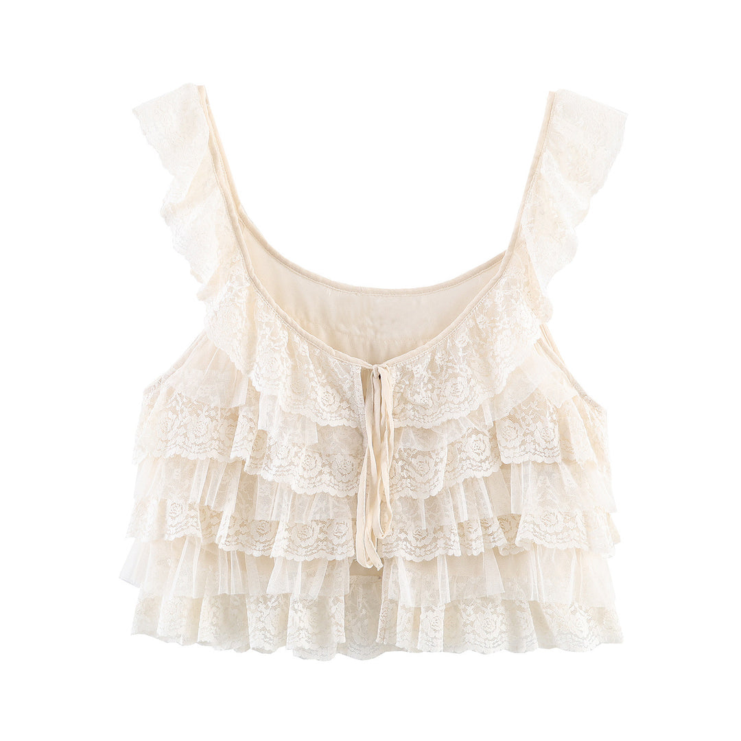 Layered Lace Crop Camisole Top Women N6C279