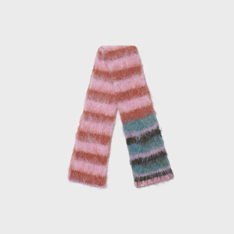 Contrast Stripe Narrow Knit Scarf  M5A093