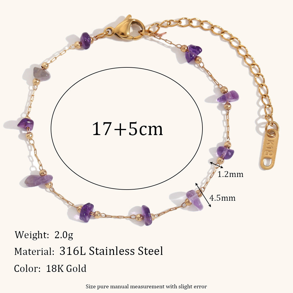 Crushed Stone Chain Steel 18K Plated Hand Linked S5P121