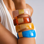 Load image into Gallery viewer, Vintage Resin Ombré Circle Geometric Bangle Women N6H083