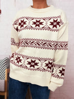 Load image into Gallery viewer, Christmas Snowflake Jacquard Round Neck Sweater N6H280