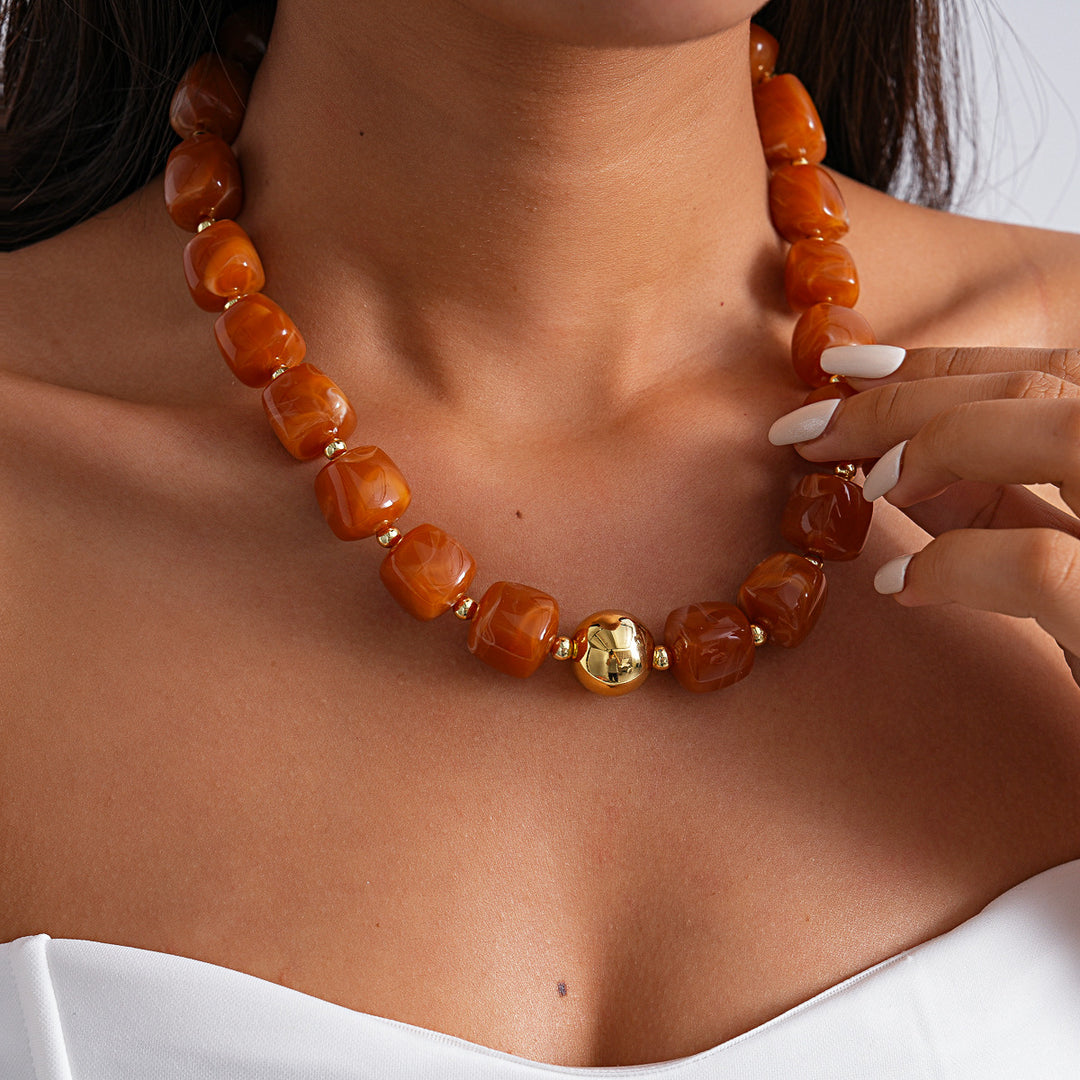 Oversized Acrylic Ombre Geometric Choker Artistic N6H060