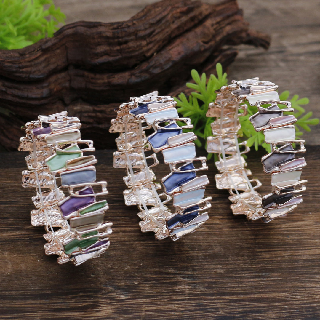 Color Drip Hand-Painted Geometric Stretch Bangle N6C213