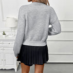 Load image into Gallery viewer, 3D Floral Crew Sweater Pullover Lightweight Gray N5Z491
