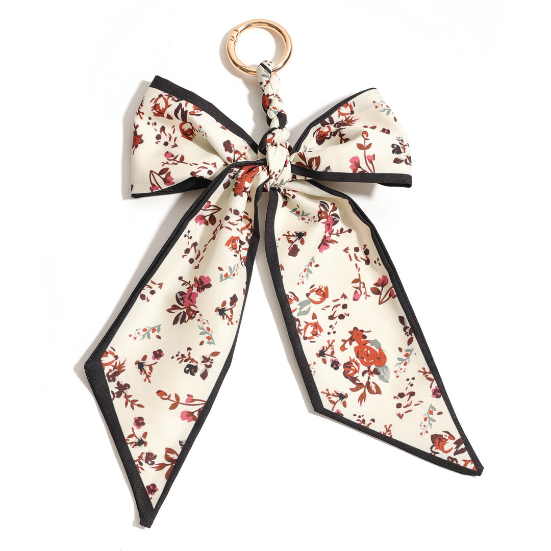 Handwoven Silk Scarf Bow Keychain Bag Charm N6G056