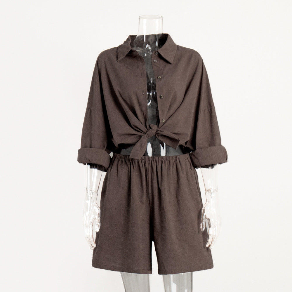 Cotton Shirt Short Set Lightweight Options N5Z855