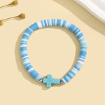 Load image into Gallery viewer, Turquoise Cross Stretch Bracelet S5P612