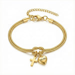 Load image into Gallery viewer, MUM Heart Cross Link Bracelet Women N6D525