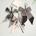 Load image into Gallery viewer, Handwoven Silk Scarf Bow Keychain Bag Charm N6G056