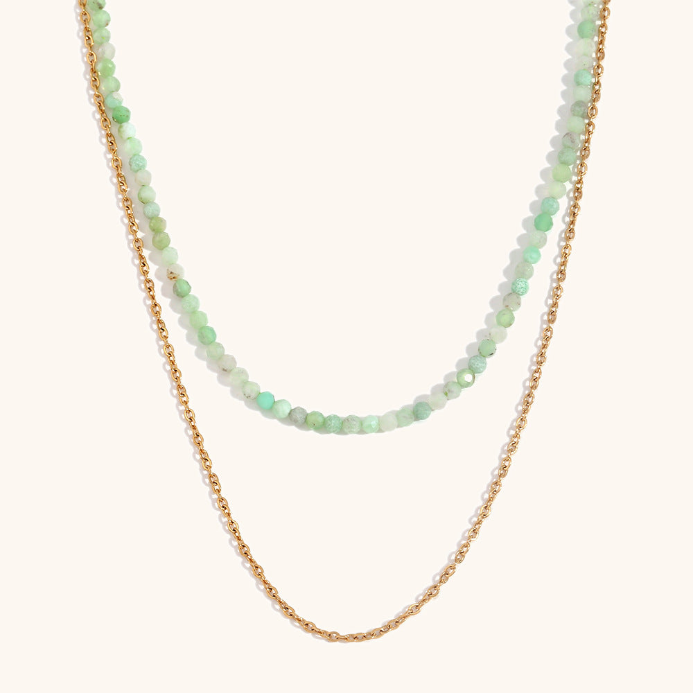 Twin Layer O Chain Necklace Steel Gold Plated S5P232