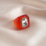 Load image into Gallery viewer, Womens Vintage Rhinestone Hexagon Resin Ring N6K191