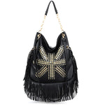 Load image into Gallery viewer, Soft Leather Rivet Fringe Tote Bag Women N6C221