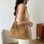 Load image into Gallery viewer, Handwoven Cotton Net Bag Beach Tote Large Capacity N6F146