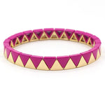 Load image into Gallery viewer, Rainbow Triangles Bracelet Modular Gold Enamel S5P050