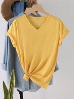 Load image into Gallery viewer, Minimalist Solid Color V-Neck T-Shirt Women N6E140