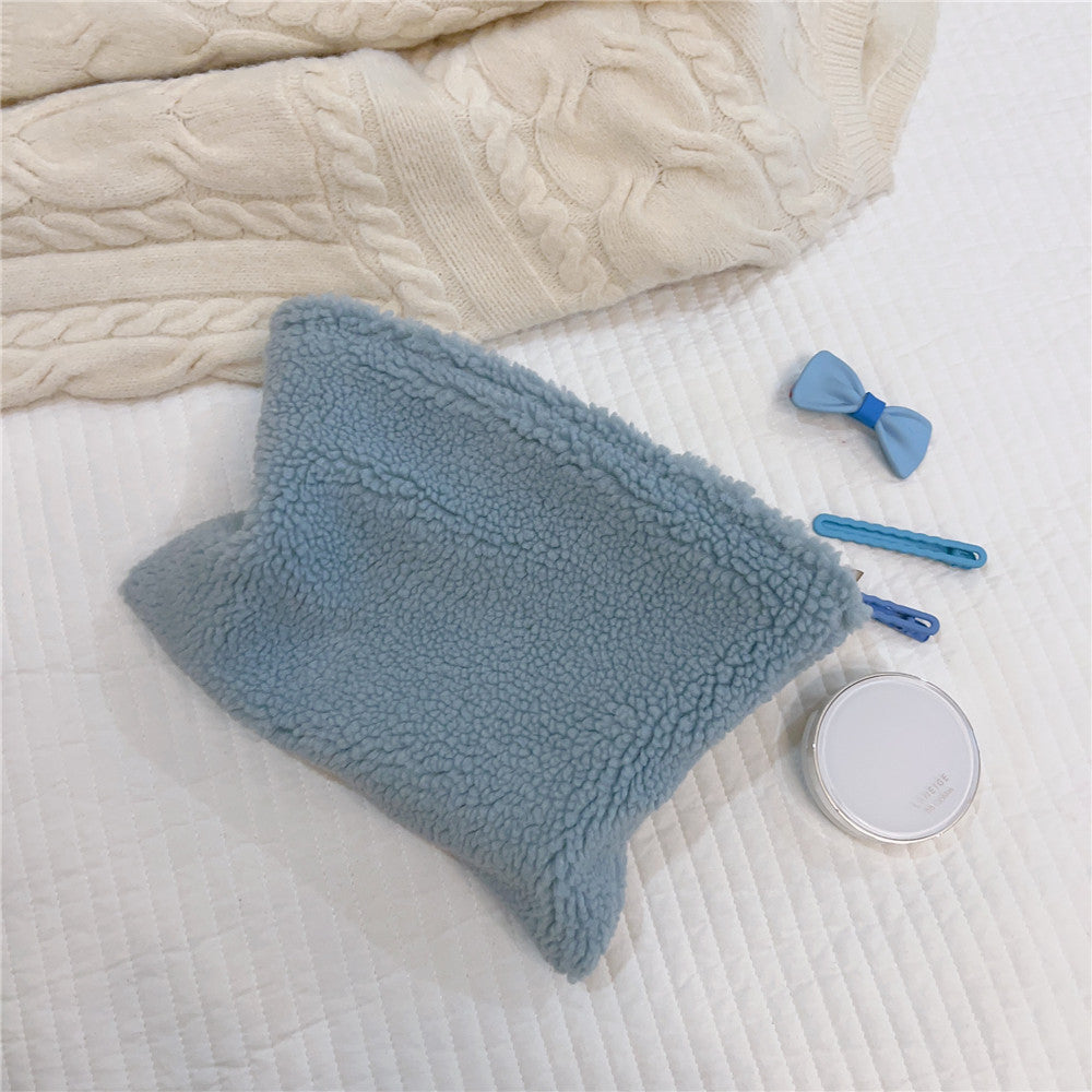 Solid Color Plush Cosmetic Organizer Canvas Lining S5P355