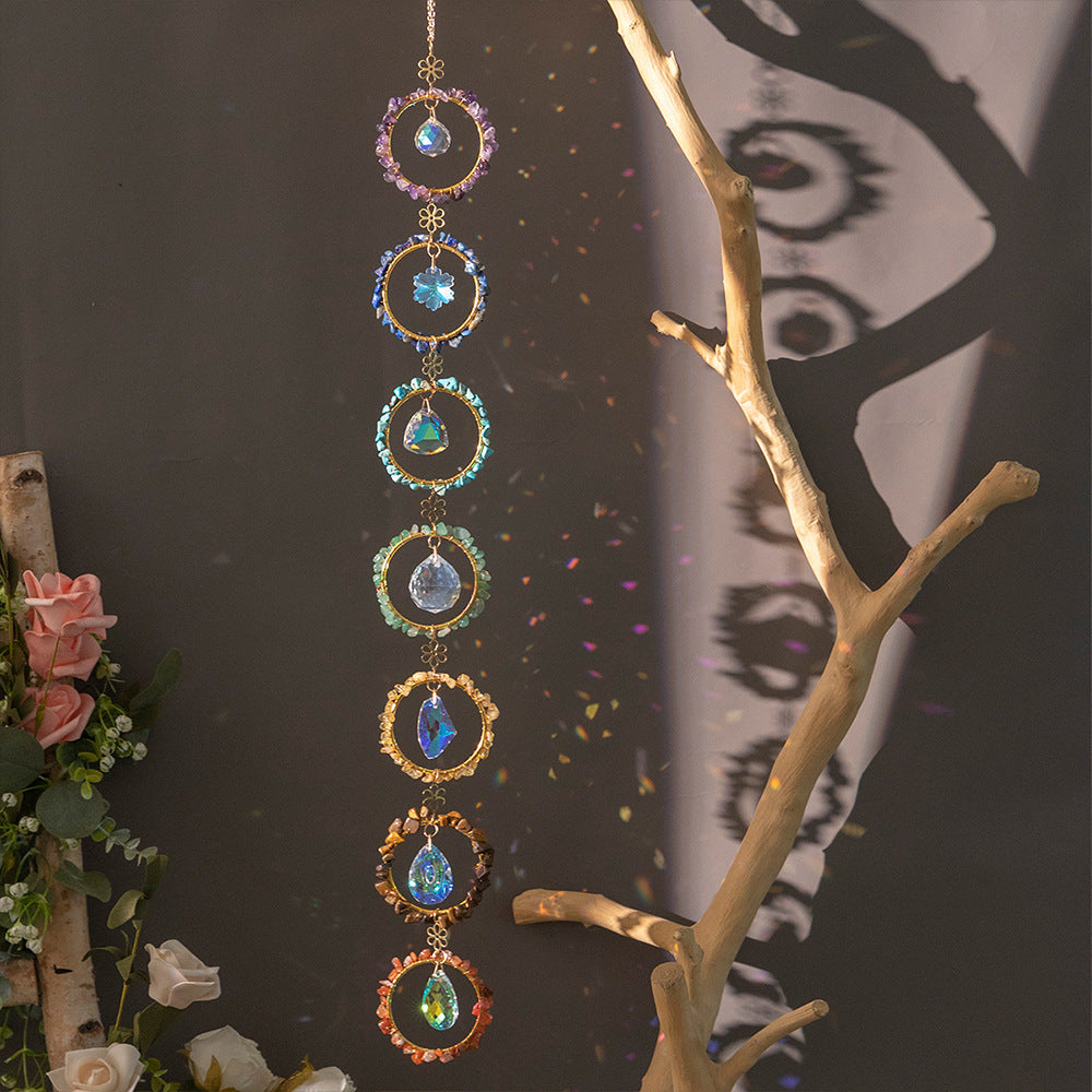 Natural Crystal Dream Catcher Wind Chime Hanging Decor N6F296