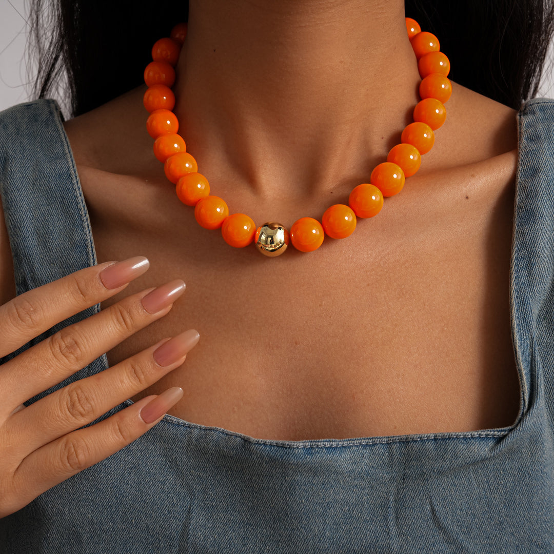 Colorful Dopamine Acrylic Round Bead Necklace N6F092