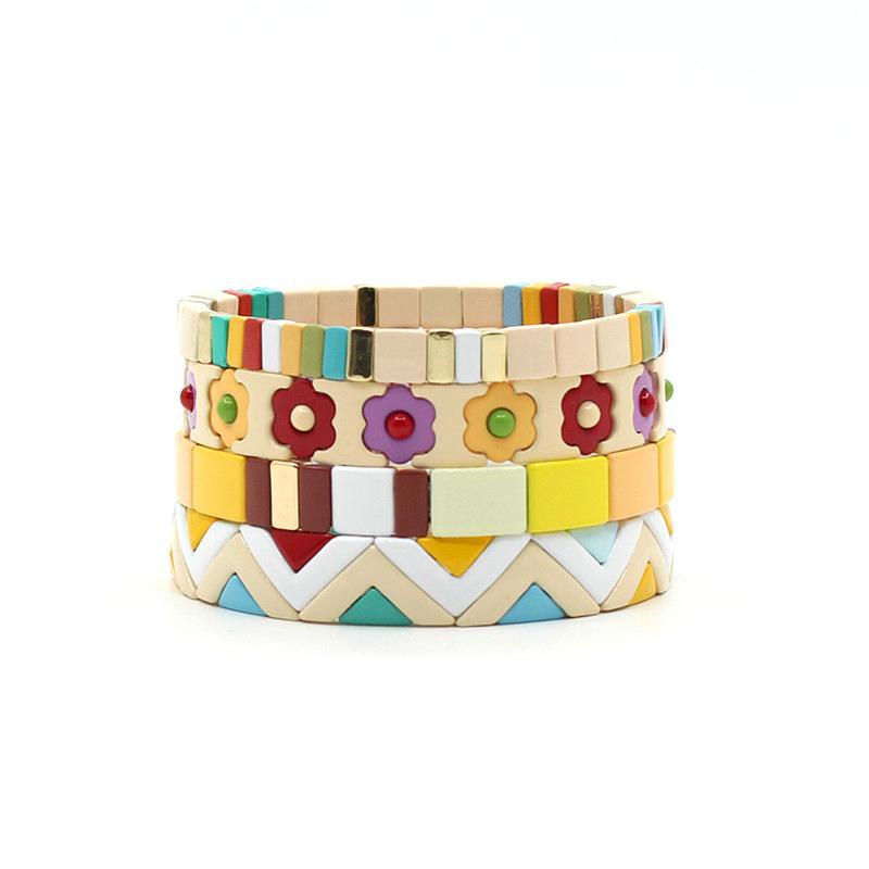 Rainbow Enamel Necklace Set Painterly Palette S5P041