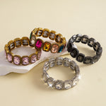 Load image into Gallery viewer, Womens Rhinestone Square Alloy Stretch Bracelet N6K135