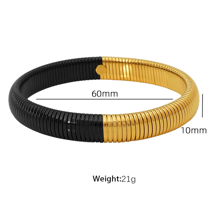 Vintage Titanium Steel Wide Cuff Elastic Snake Chain S5P254