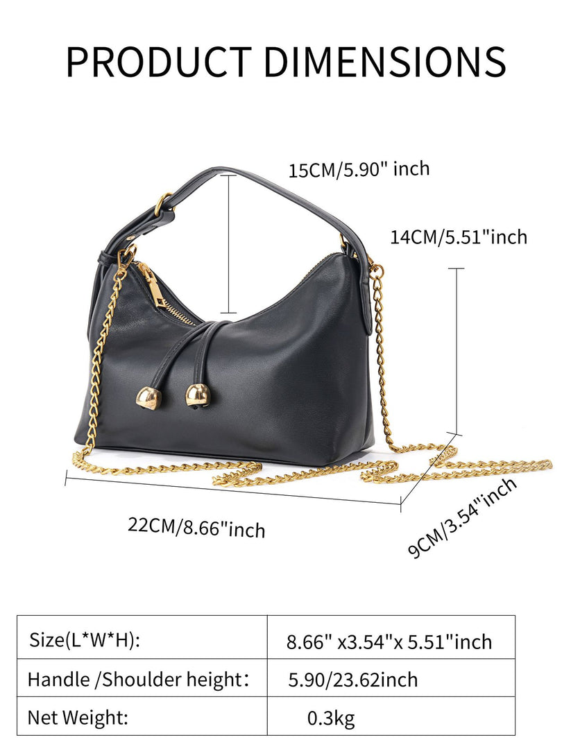 Metallic Hobo Shoulder Bag Women Black N6C034