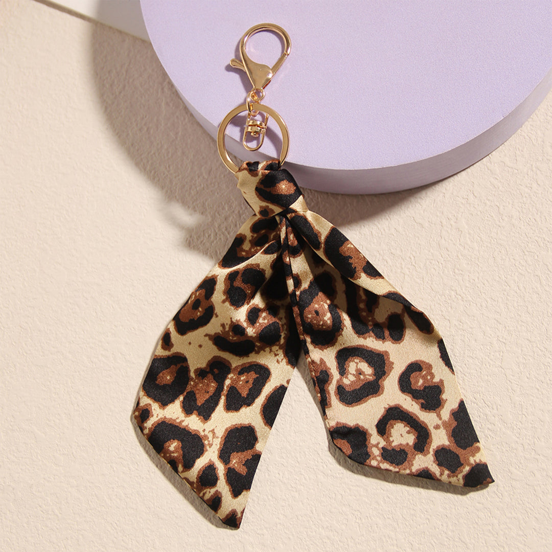 Leopard Print Fabric Keychain Bag Charm Car Ornament N6G117