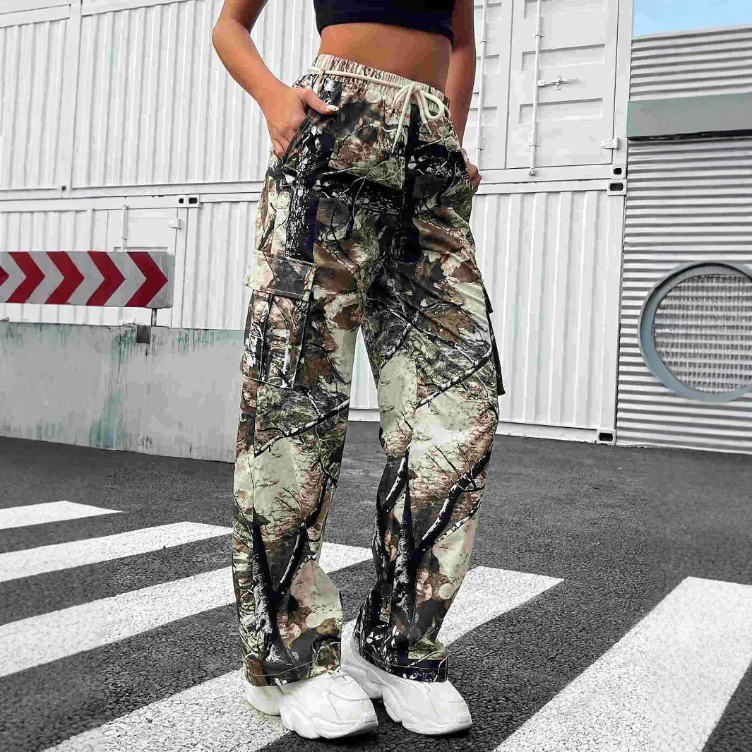 Camo Cargo Pant Drawstring Mid Weight Green N5Z563