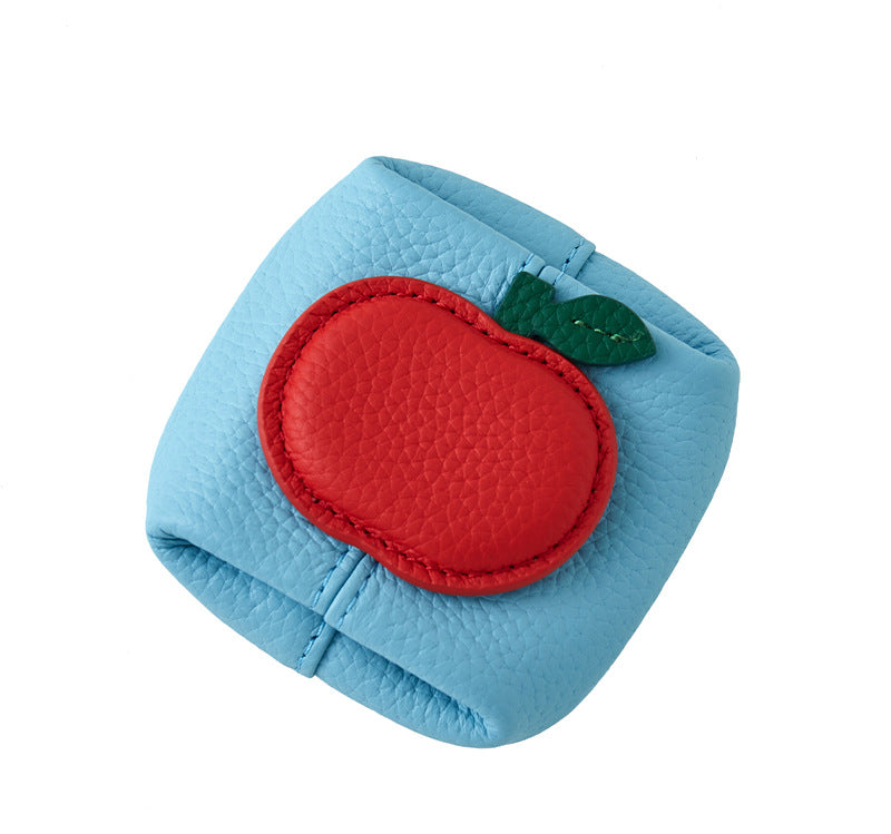 Top Grain Leather Apple Coin Purse Mini Organizer N6G089