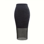Load image into Gallery viewer, Metallic Mesh Bodycon Skirt Women Black N5A471