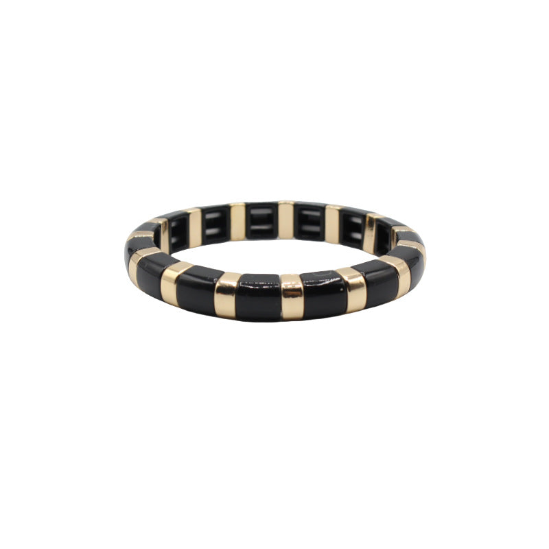 Semi Circle Bead Bangle Alloy Vitreous Enamel S5P266