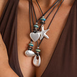 Load image into Gallery viewer, Leather Cord Ceramic Pendant Choker Cold Minimal N6H142