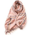 Load image into Gallery viewer, Striped Plaid Faux Cashmere Wrap with Fringe  M5A233
